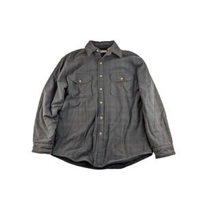 Mens CE Schmidt Workwear Gray Plaid Sherpa Fleece Lined Button Up Jacket Size M